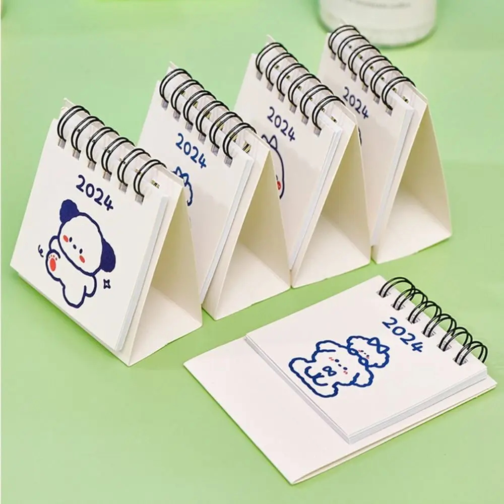 Creative Ins 2024 Calendar Cute Mini Mini Desktop Calendar Cartoon Cartoon Coil Notepad Office