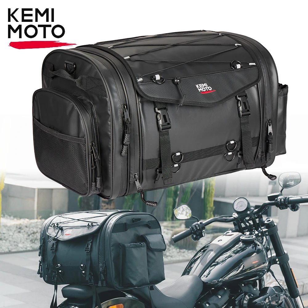 Universal Motorcycle Tail Bag 60L Expandable Capacity Travel Bag Tail Bag PVC Waterproof Luggage Back Seat Bag for BMW R1250GS