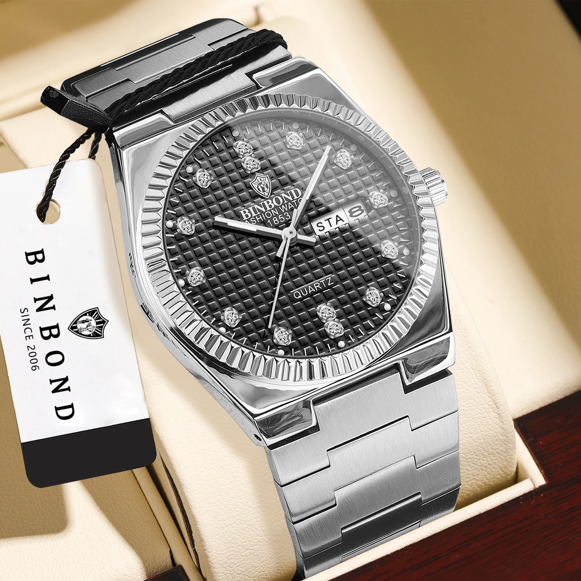 BINBOND Super Player Series Ultra Thin Quartz Watch for Men Luminous Hands Waterproof Business Casual Male Wrist Clock