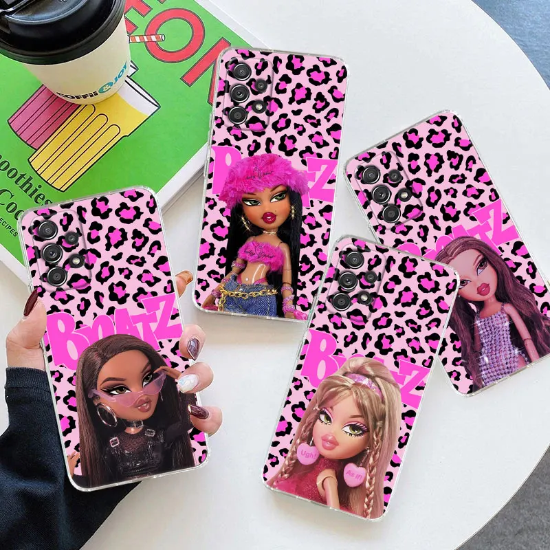 Clear Case For Samsung Galaxy A57 A37 A56 5G A36 Case A55 A54 A35 A26 A07 A17 A16 A06 A34 A15 Soft Cover Disney Bratzs Pink Girl