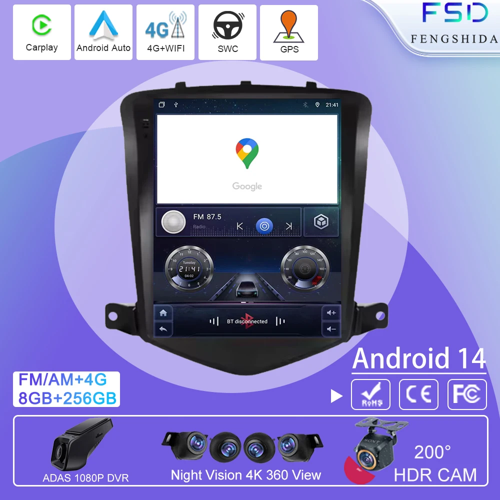

9.7inch Screen For Chevrolet Cruze J300 2008 - 2012 Android Auto Multimedia Video Player GPS Navigation Car Radio 4G WIFI BT DSP