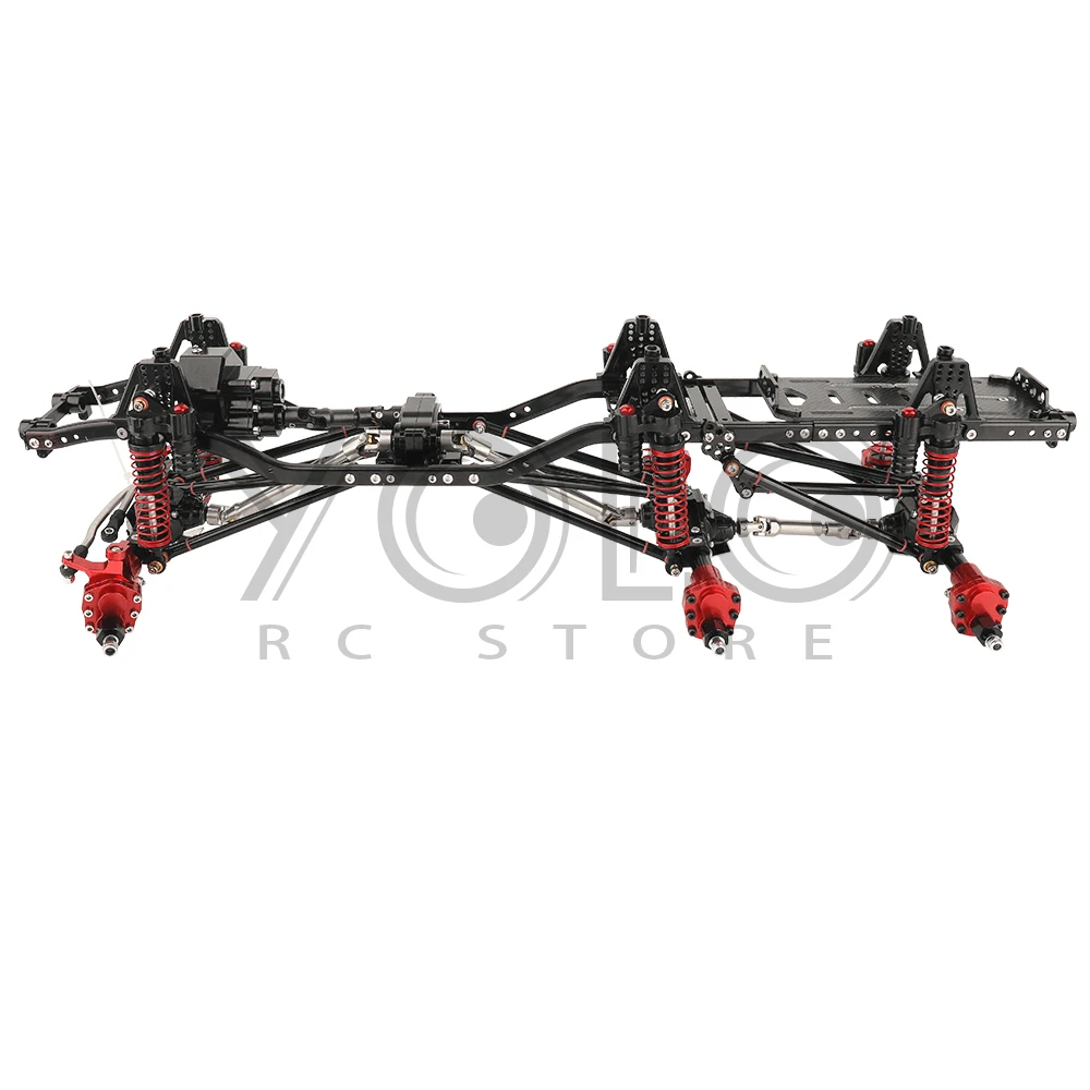 Gehele Metalen 6X6 Chassisframe Met Portaalassen Voor 1/10 Scx10 Ii Rc Automodel Simulatie Klimmen Upgrade Auto Refit Kit Onderdelen