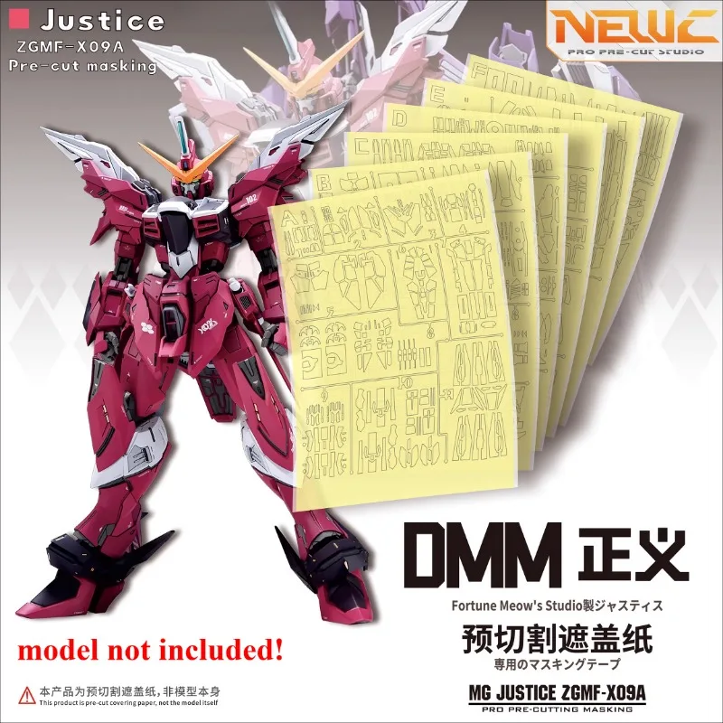 NewC Pre‑cut Masking Tape for DMM MG ZGMF‑X09A Justice Hobby DIY Spray Covering Model Accessory Tool