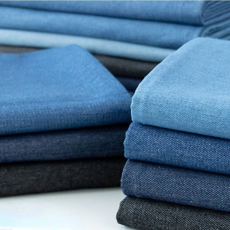 Yarn Dyed Cotton Wash Denim Fabric Summer Thin Coat Shirt Dress Thickened Pants Diy Sewing Wholesale Material Cloth by the Meter