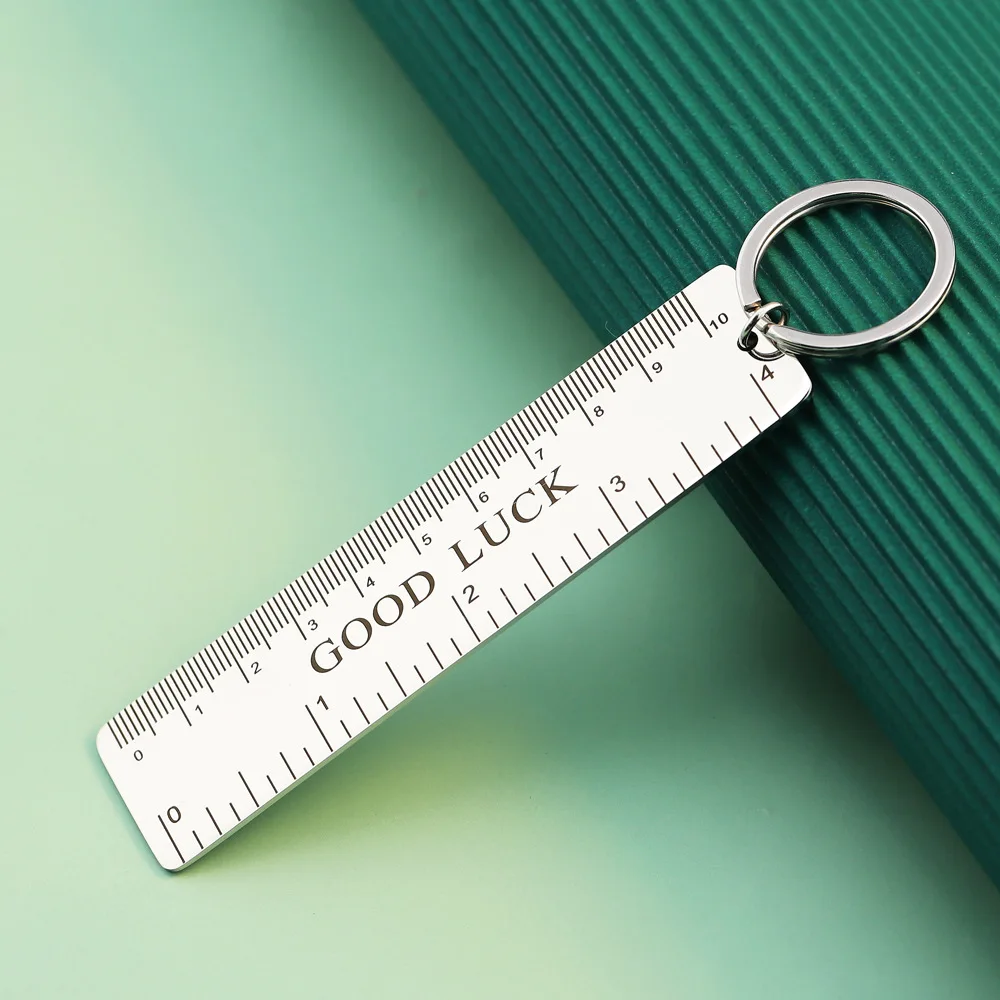 Stainless Steel Ruler CM/Inch Double Scale Keychain Pendant creative birthday gift stationery measure Jewelry Long short styles