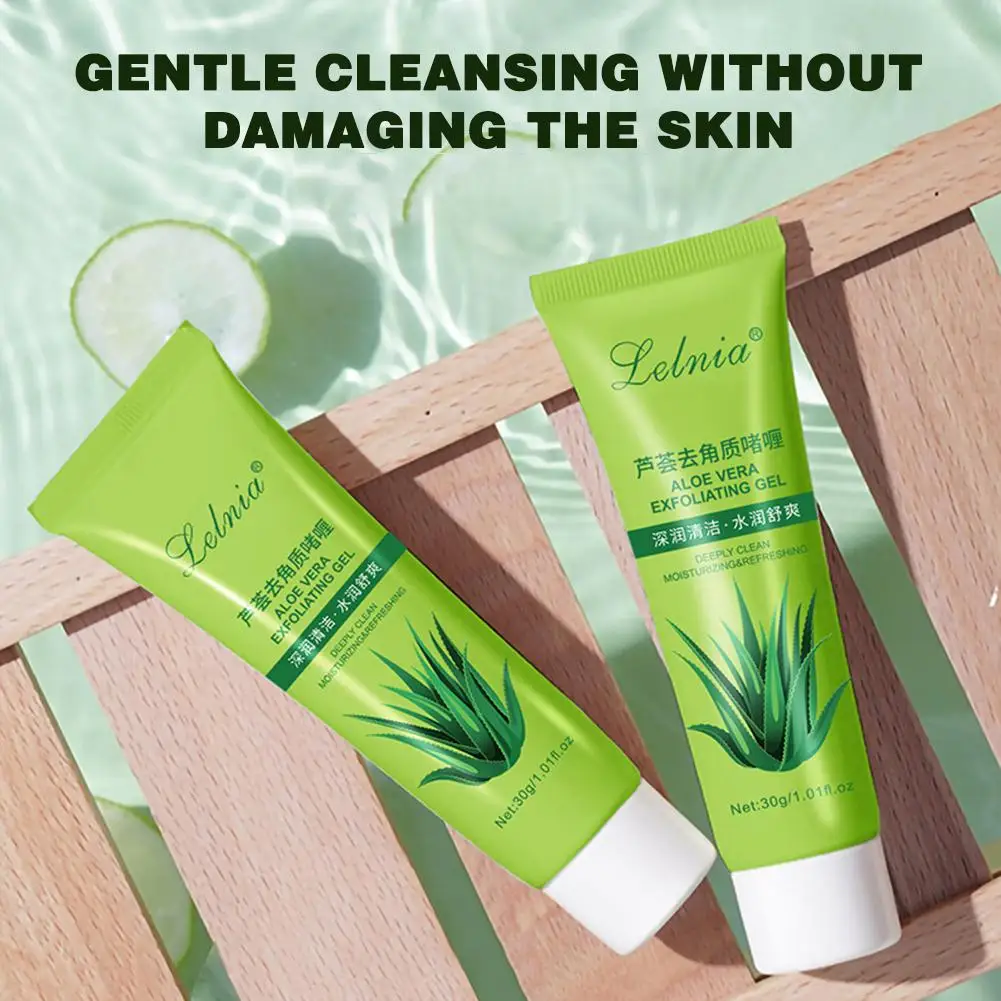 1Aloe Vera Exfoliating Gel Moisturizing Aloe Extract Smooth Body Skin Facial Cleansing 30g Care Cream Scrub Tender Skin Care