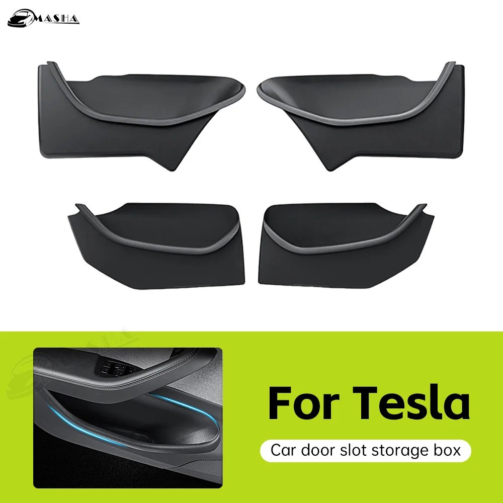 

2025 2026 Модель Y Juniper Боковой органайзер на дверь 4 шт. Полное покрытие TPE Передняя задняя дверь Боковой ящик для хранения аксессуаров Tesla Juniper