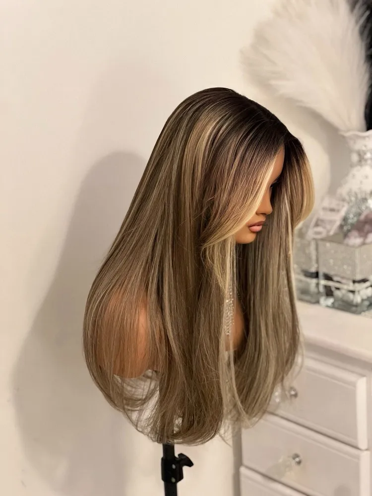 الستار بانج الباروكات الدانتيل الأوسط غلويليس مقاومة للحرارة MS. ماينا شعر مستعار اصطناعي #4