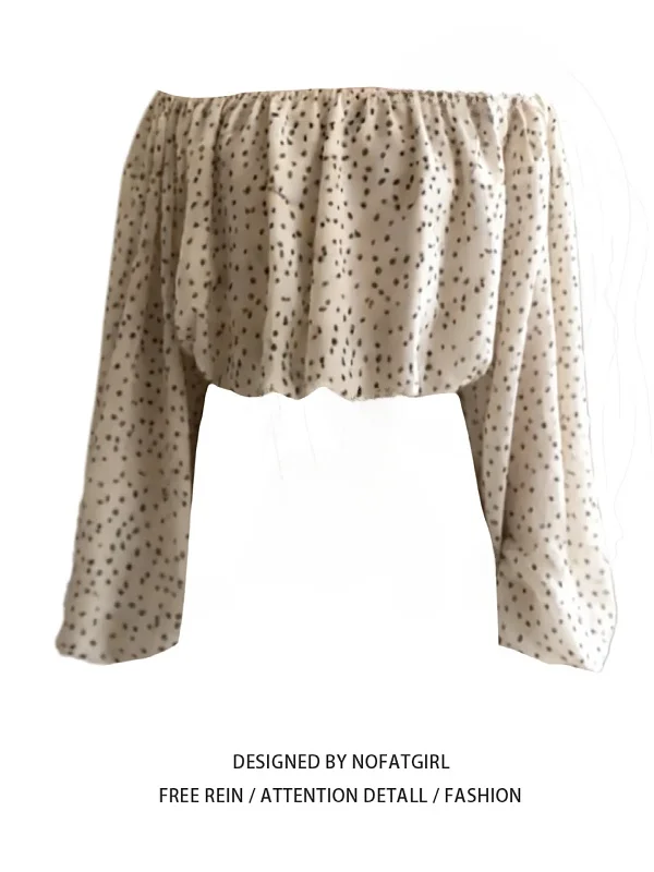 

plus Size Polka Dot off oulder ort irt Women's Lantern Sve Long Sve Slimming Commute Sle Korean Loose Fit irt