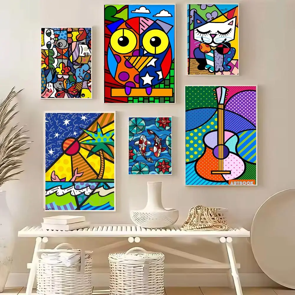 Colors R-Romero B-Britto Art Painting Calligraphy Stylish Canvas Poster Wall Art for Home Decor Gift