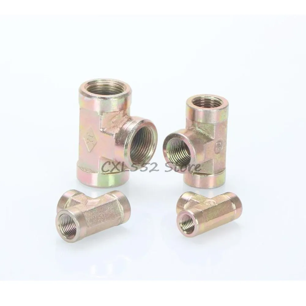 

1Pc 1/4" 3/8" 1/2" 3/4" Female Thread T type Equal Diameter High-pressure Oil Pipe Tee Joint