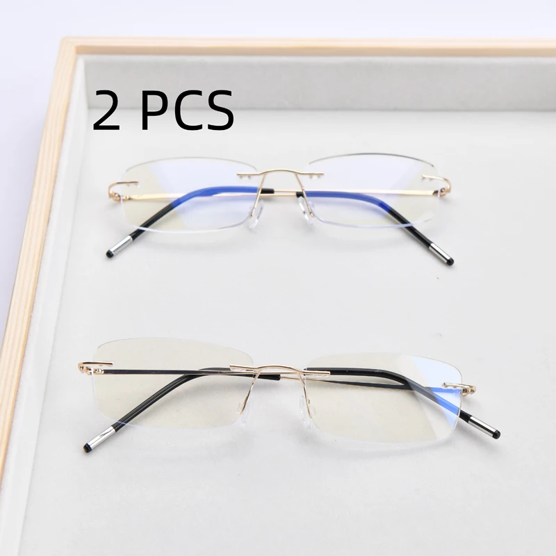 2PCS Anzug Luxus Rahmenlose Schneiden Lesebrille Männer Business Randlose Brillen Frauen Ultra-licht Presbyopie Brillen – Detail 6