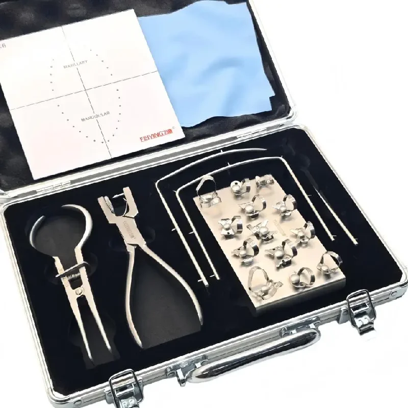 Dental Endodontic Rubber Dam Kit Dentistry Isolation Set with Punch Forceps Clamp Frame Clamps for Root Canal Treatment Clinical