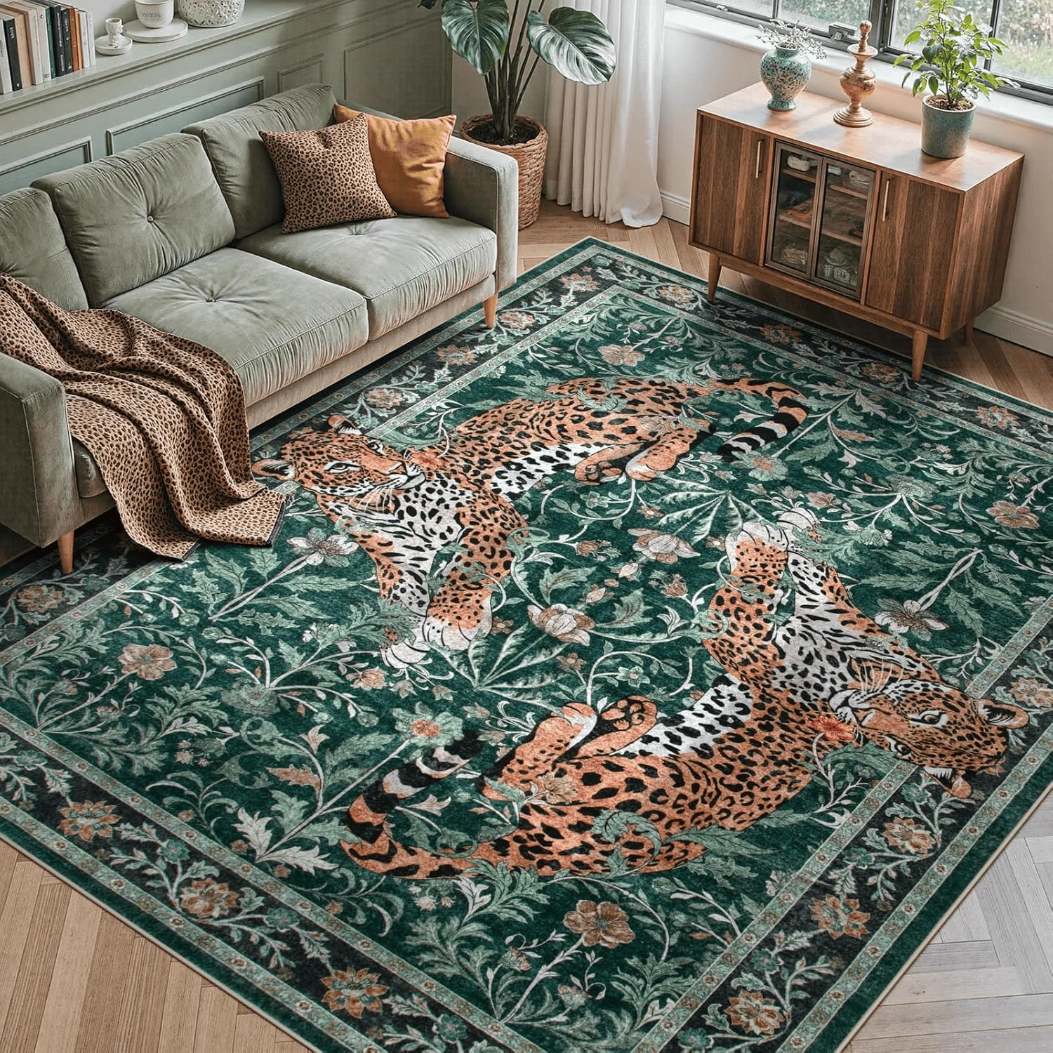 Moynesa Leopard Rug for Living Room Decor Home Jungle Tiger Sofa Rug Bedroom Bedside Rug Kitchen Coffee Table Floor Mat Gifts