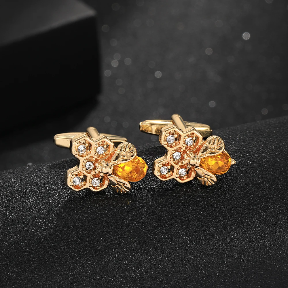 Stolz auf Bienen kollektion Manschetten knöpfe alten Silber goldfarben Insekten gemelos für Mann Jungen Hemd Anzug Schmuck Zubehör – Detail 2