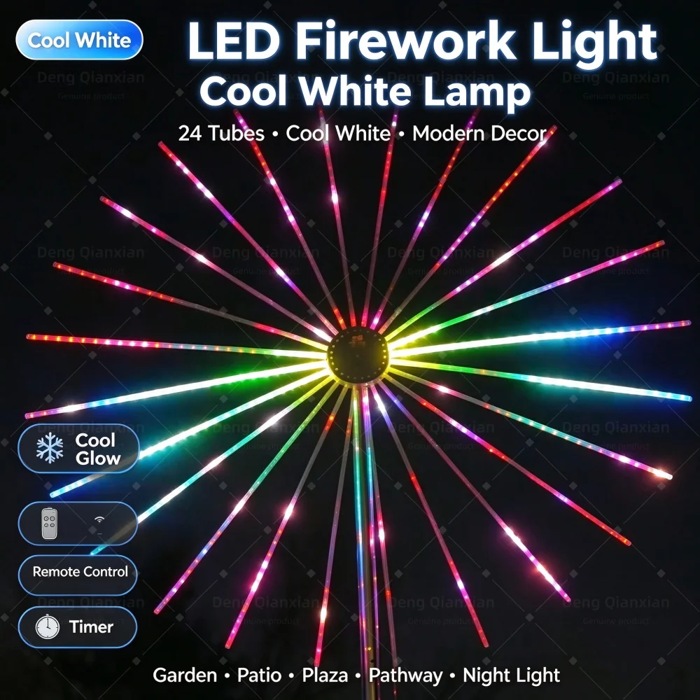 Sound Sync Firework Lights Outdoor, RGB Color Changing, Waterproof, Dual Speakers, Bluetooth APP, Backyard Garden