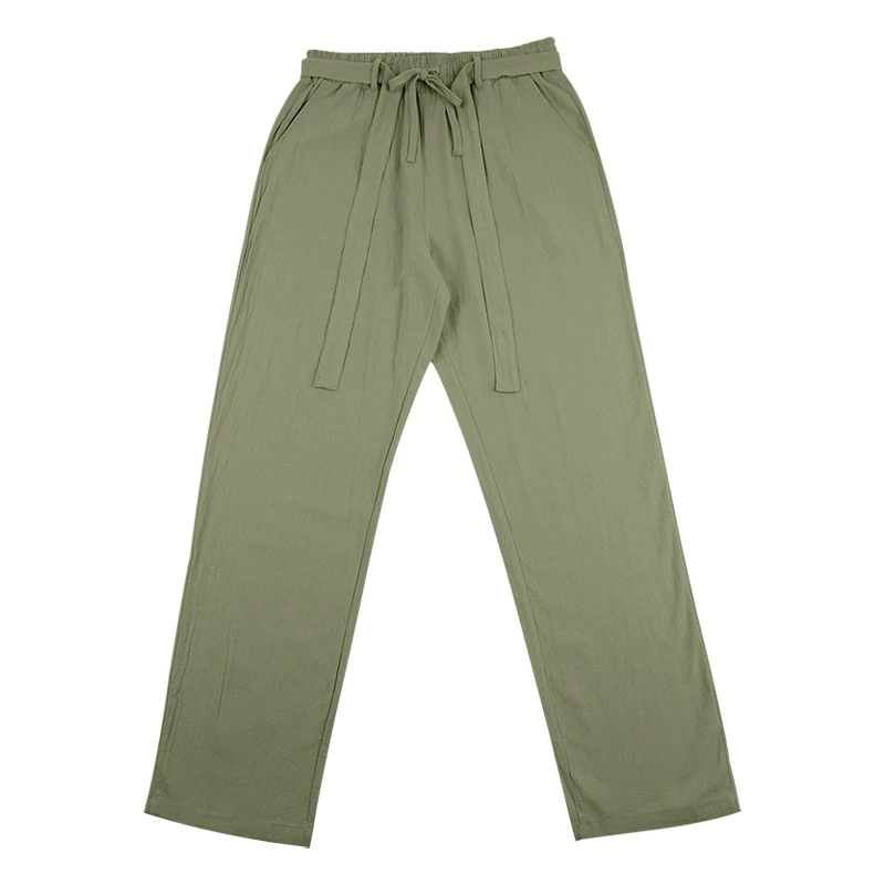Herrenhose aus atmungsaktivem Leinen mit geradem Bein und elastischem Bund, lässige Urlaubshose für den Strand. – Detail 24