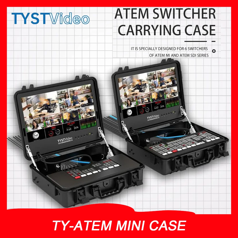 TYST VIDEO TY-ATEM MINI CASE Portable Case Build-in Monitor 15.6'' 16:9 250cd/m for Blackmagic Design ATEM Switcher