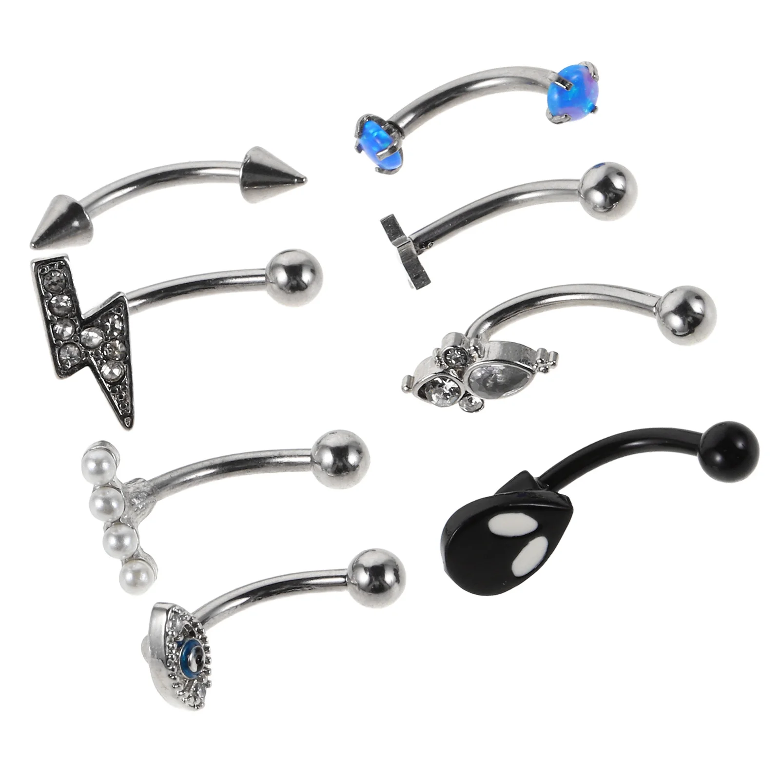 

8Pcs Eyebrow Piercing Jewelry Set Lightweight Stainless Steel Eyebrow Rings Unique Design for Casual Steampunk Face Piercing