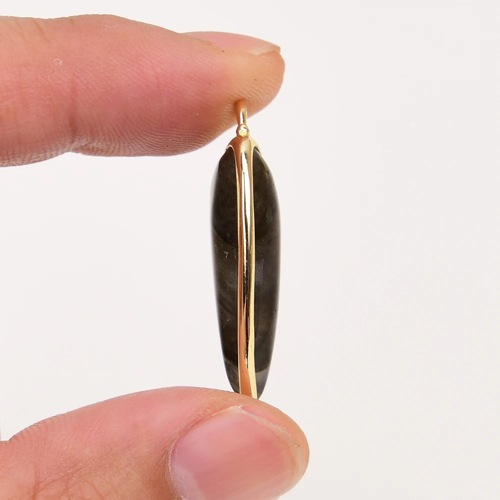 5 قطع اللابرادوريت الطبيعي الكوارتز القلب قلادة الذهب حافة مطلي الحافة مجموعة الأحجار الكريمة حجر سحر صنع المجوهرات DIY بها بنفسك #6