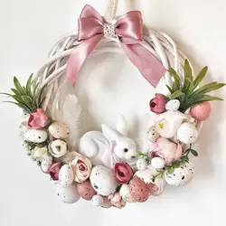 1set Multi Size White Rattan with Foam Eggs Styrofoam Ball for Happy Eater Home Party Decoration DIY Easter Wreath Supplies