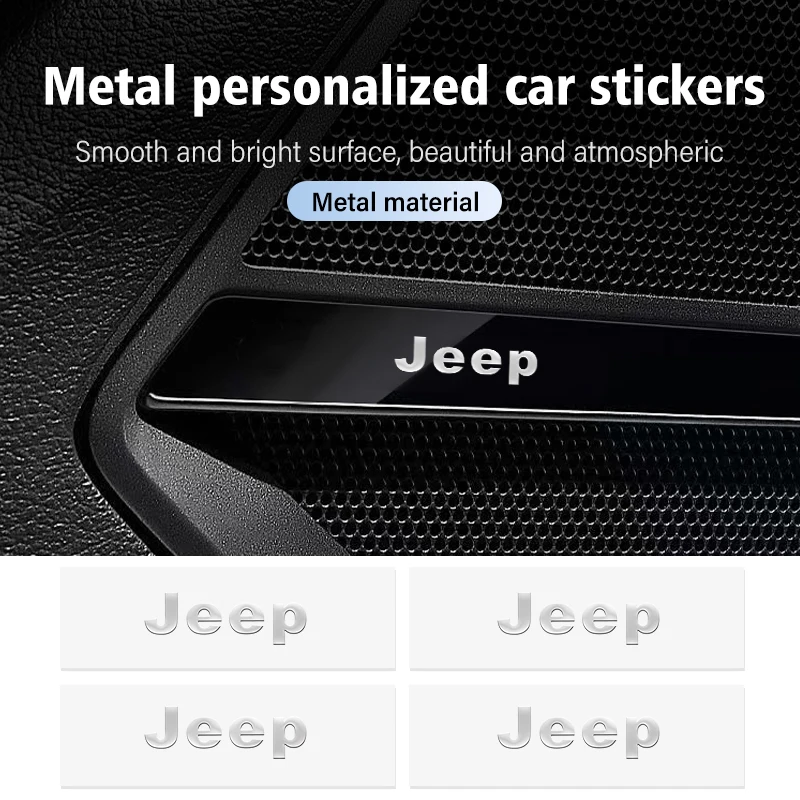 4pcs Car Metal Emblem Window Wiper Speaker stereo Stickers For Jeep Cherokee Wrangler JK JL Patriot Liberty Commander