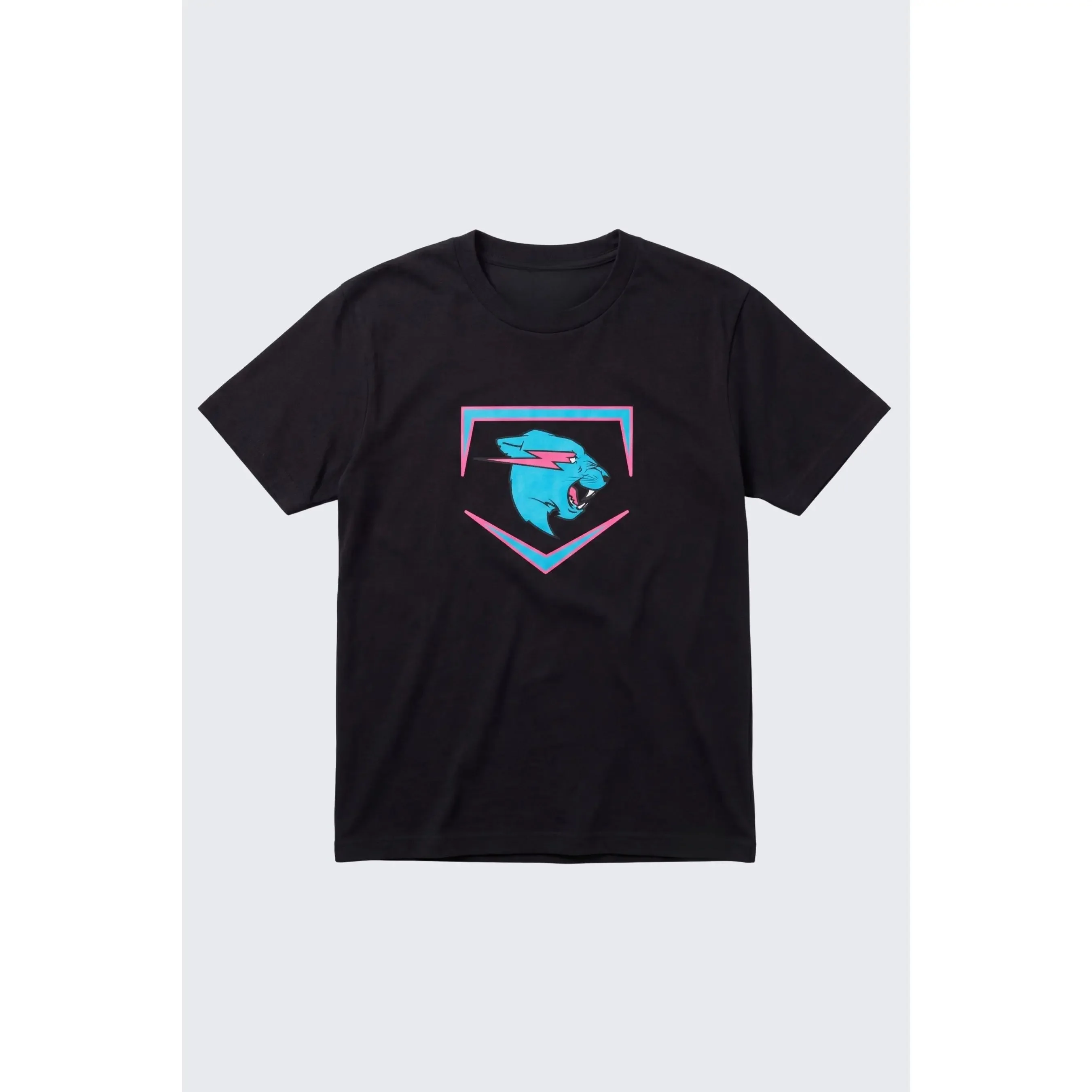 Men Women MrBeast Lightning Panther Graphic T Shirt Trendy Youtuber Beast Logo Print Tees Casual Black Short Sleeve Cotton Fans Gift Tops