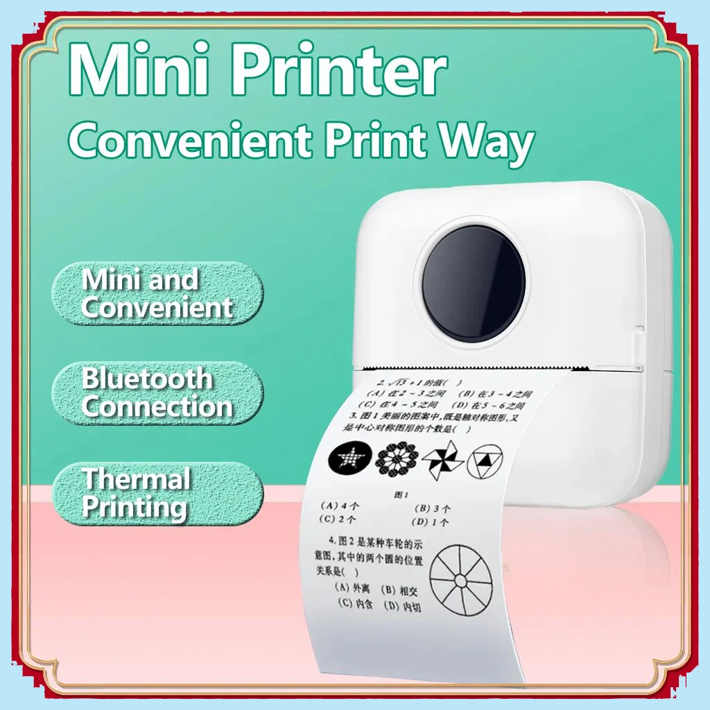 

Портативный HD-принтер для наклеек и этикеток, Bluetooth-принтер с термопечатью, карманный термопринтер с бумагой для заметок студентов, печать без чернил.