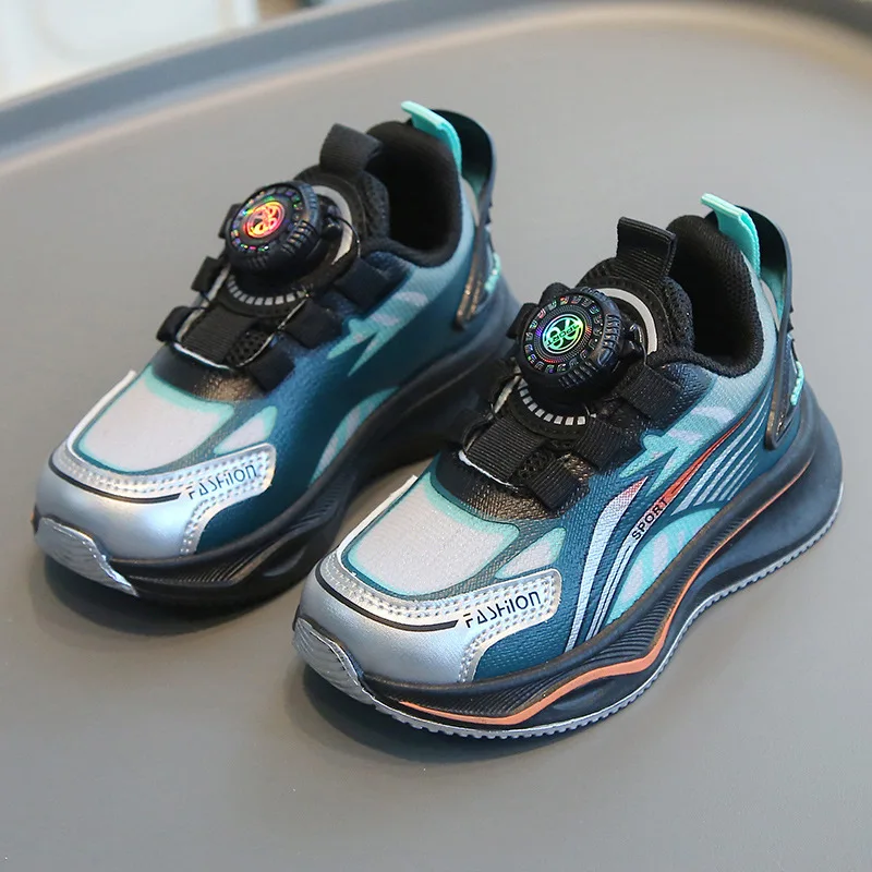 

Spring Autumn Boys Mesh Breathable Casual Shoes Children Fashion Soft Soled Sneakers Swivel Buttons Girls Running Shoes Neutral