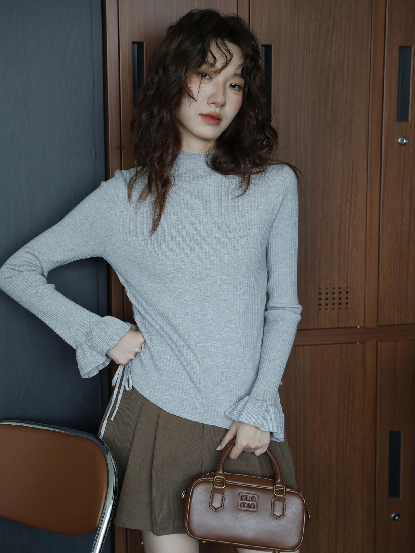 

ey Autumn Winter New Sle Soft Long Sve Knitted Sweater Waist Cinched f High Collar Elastic Retro Slim Fit Base Laye...