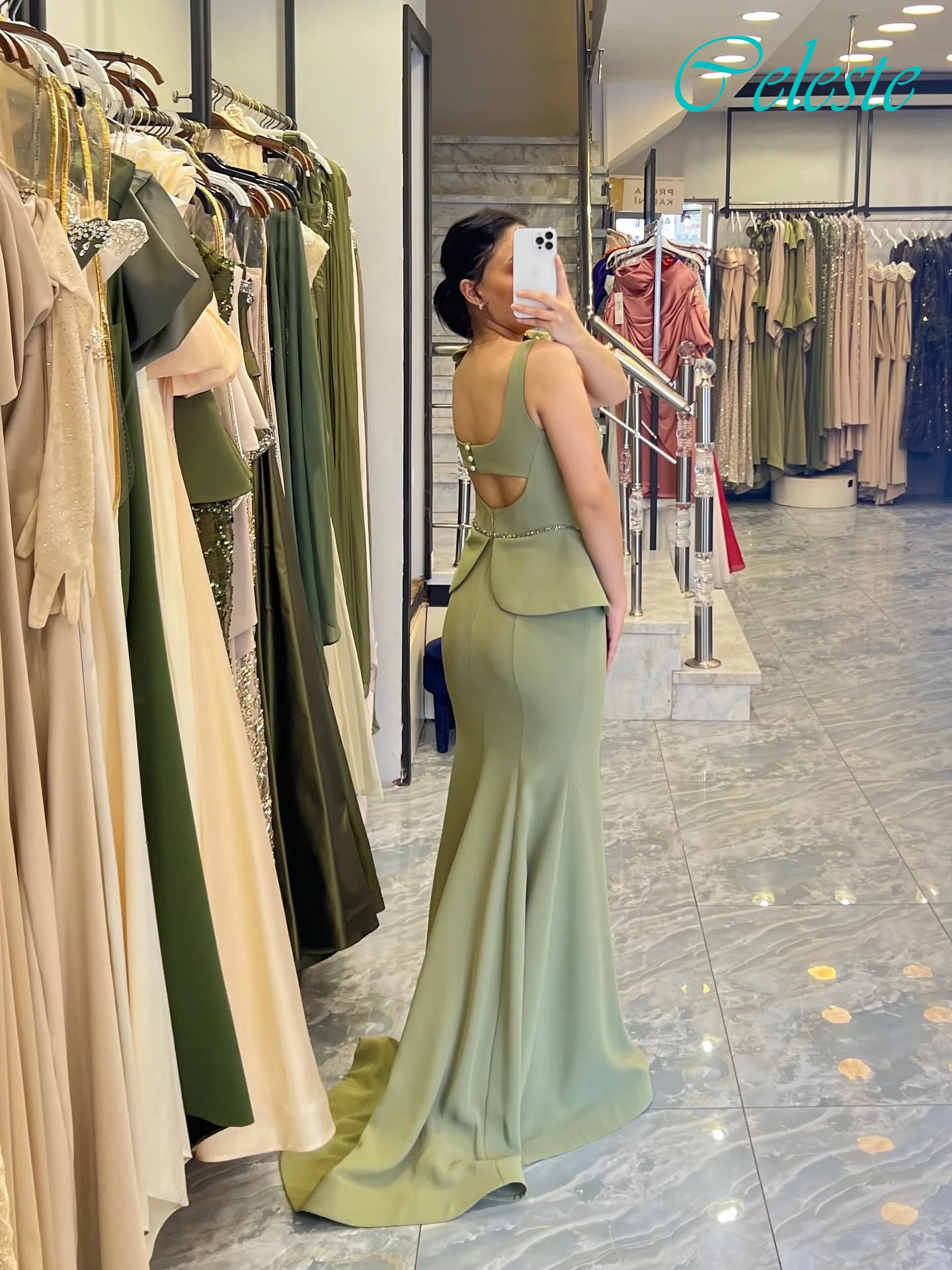 فستان سهرة أنيق بحورية البحر بياقة مربعة مخصصة، فساتين مناسبة كلاسيكية حساسة حسب الطلب، فستان حفلات عصري