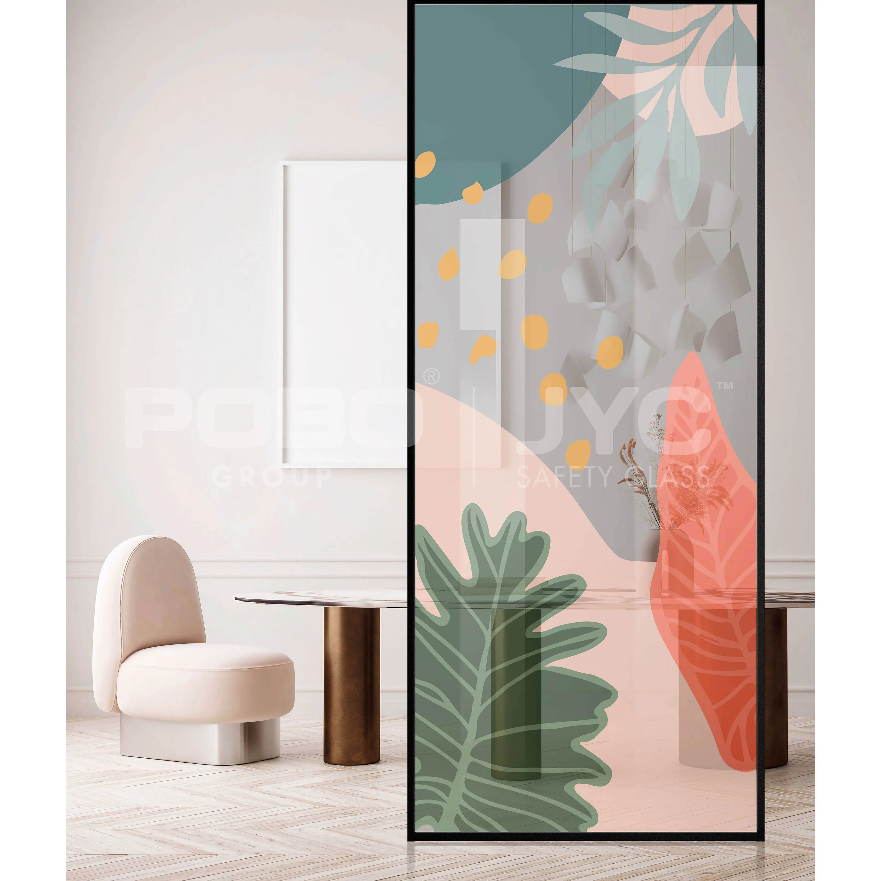 Glass Partition Classic Room Partition Tempered Decorative Glass Screen Art Dining Room Divider