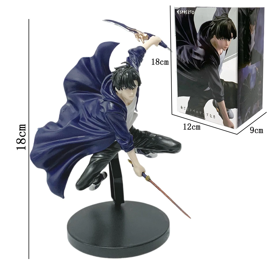 En Stock, nivelación Solo (versión de Anime), figura de acción Sun Jinwoo, 21cm, PVC, modelo coleccionable, figura de exhibición, mercancía de Anime
