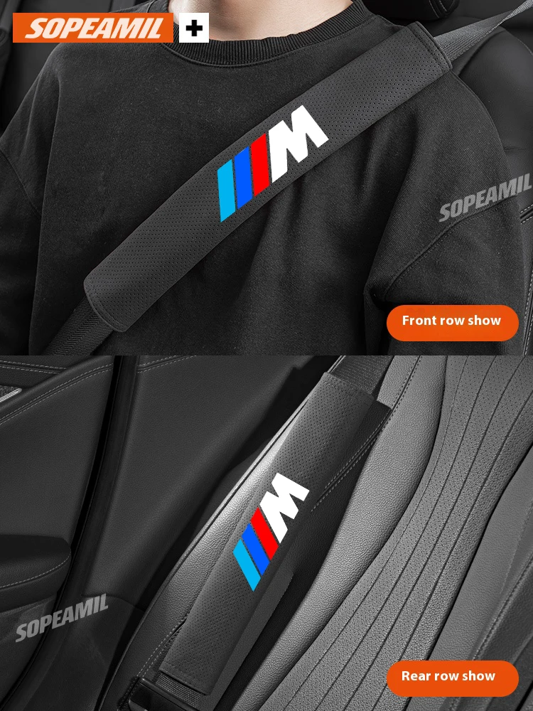 Car  Suede Safety Belt Shoulder Pad  Cover For BMW M Power M2 M3 M4 M5 X1 X3 X5 X7 E39 E46 E60 E65 E90 E91 F01 F10 F20 F30 G05