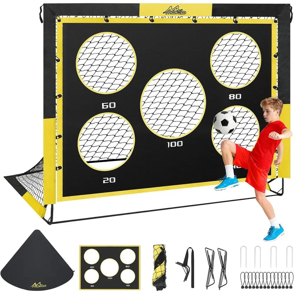 

5x4ft Large Portable Soccer Goal Net with Target Panel for Kids Training and Outdoor Play
