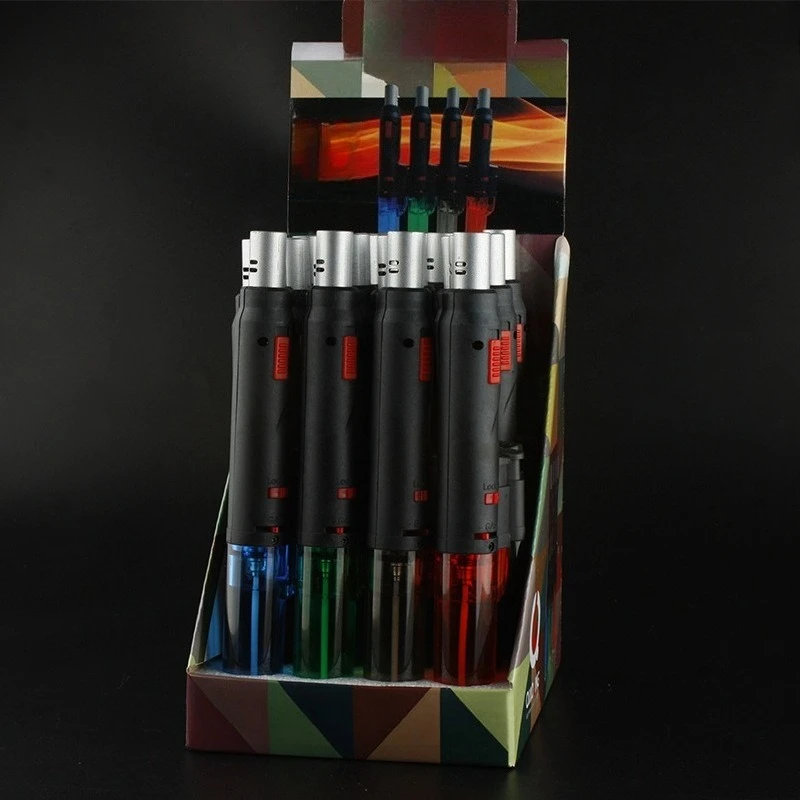 

Metal Extended Ignition Gun Double Flame Straight Into The Open Flame Switching Gas Lighter Locking Fire Cigarette Lighter