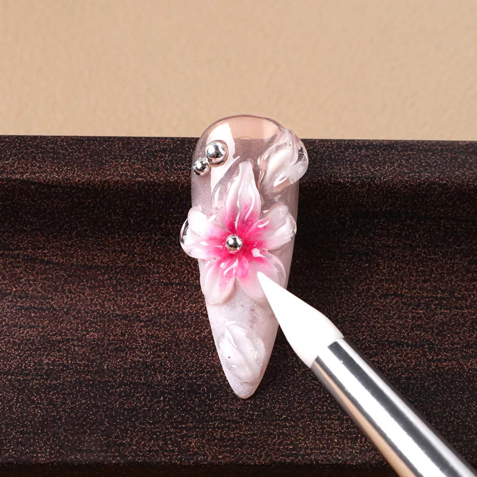 Doppelseitiger Nagelmodellierstift mit Silikonspitze, Nagelkunst-Pinsel, professionelles Maniküre-Werkzeug für Nagelverlängerung und Gel-Lack. – Detail 5