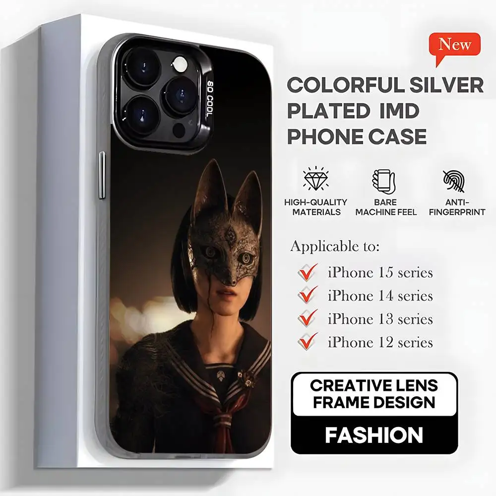 حافظة هاتف S-Silent Hill F Horro Hinako لهاتف iPhone17,16,15,14,13,12,11,Mini,Pro,MAX,plus,أسود غير لامع مقاوم للصدمات