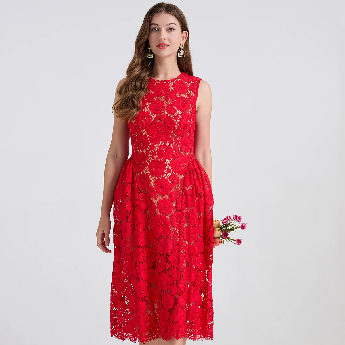 

Роскошный дизайн, однотонное вечернее длинное платье с вышивкой, женское летнее кружевное платье без рукавов с ресницами, платья для дня рождения, свадьбы