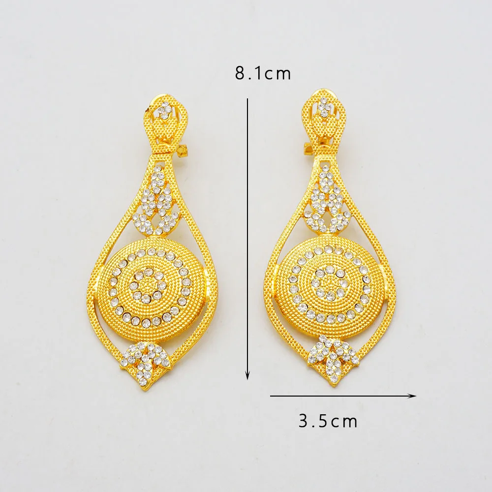 24K Gold AU999 European-American Gold Diamond-Inset Sexy Women's Earrings - Shimmer Wedding Party Style, Diamond Luxury Design