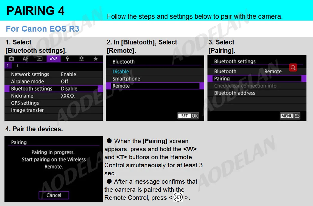 Weiße kabellose Auslöser-Fernbedienung für Canon EOS R100 M6II 6DII 77D 800D G5XII G7XIII SX70HS V10; Ersetzen Sie Canon BR-E1 – Detail 3