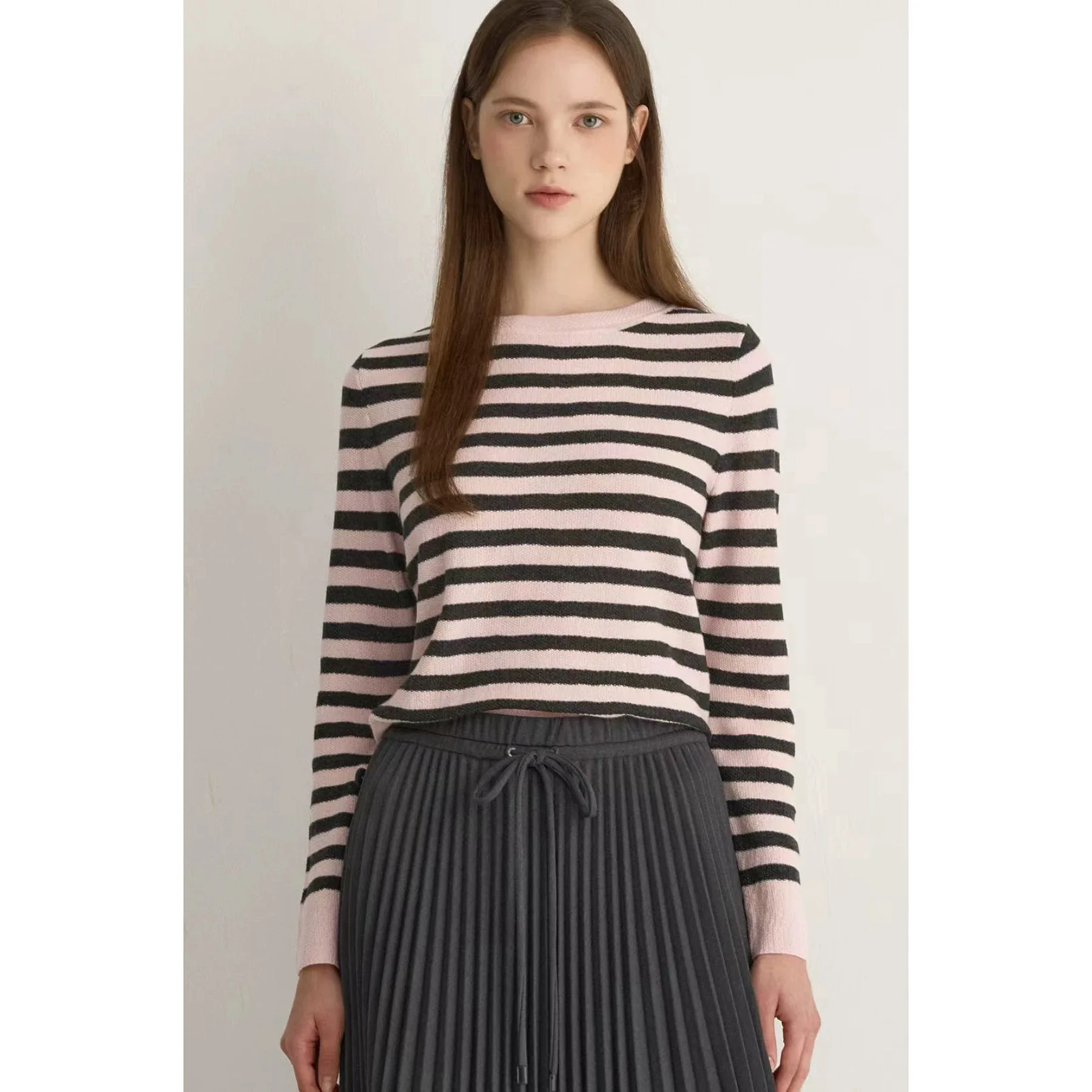 

Double-Sided Charm Color Blo Stripe Knitted Sweater MIN25 Autumn Faion Twist Two-Way Wearable Women's Innerwear