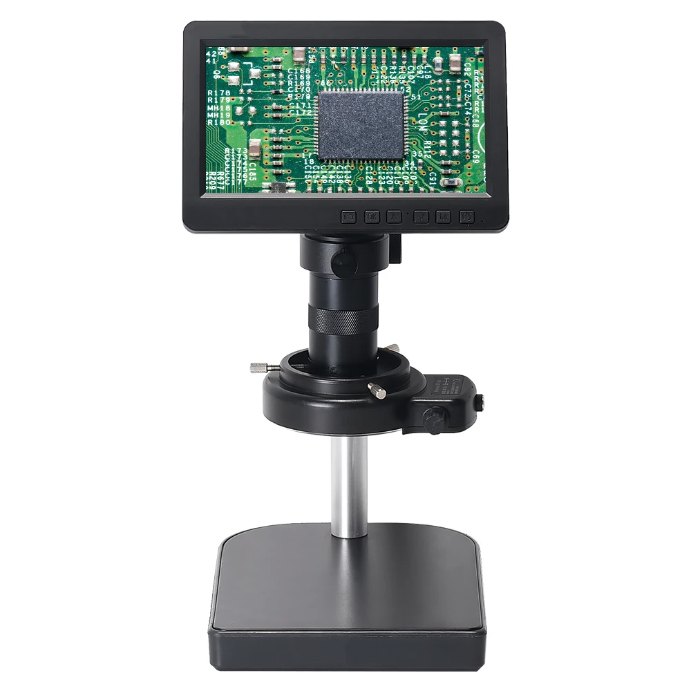 7 inch LCD HD Video Microscope with 150X C Mount Lens Electronic Microscope Camera with Metal Stand Professional repair Tools