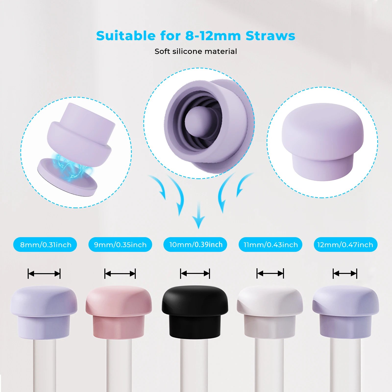 Magnetic Straw Caps for BrüMate All Era & Resa Tumblers, Silicone  Lid Toppers Cap for Stanley Cup -Fits 0.32-0.47"Straws - view 4