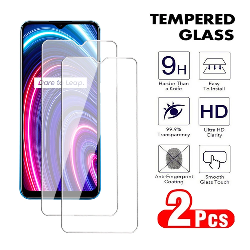 2Pcs Screen Protector For Realme C20 C21 C25 C30 C31 C33 C35 C51 C53 C55 Tempered Glass For Realme C25s C30s Transparent Film