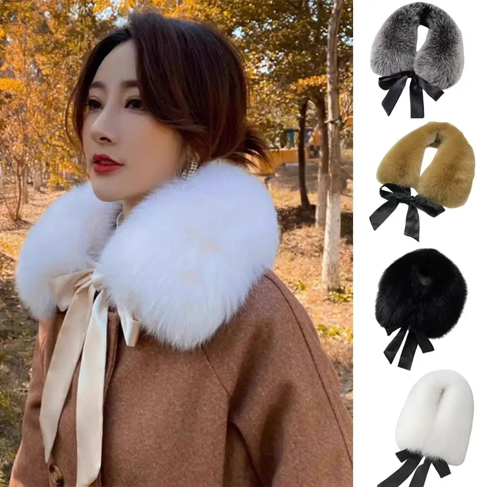 Lenço de gola de pele de guaxinim falso para mulheres destacável gola de pele peluda inverno casaco quente decorativo gola de pelúcia pescoço mais quente