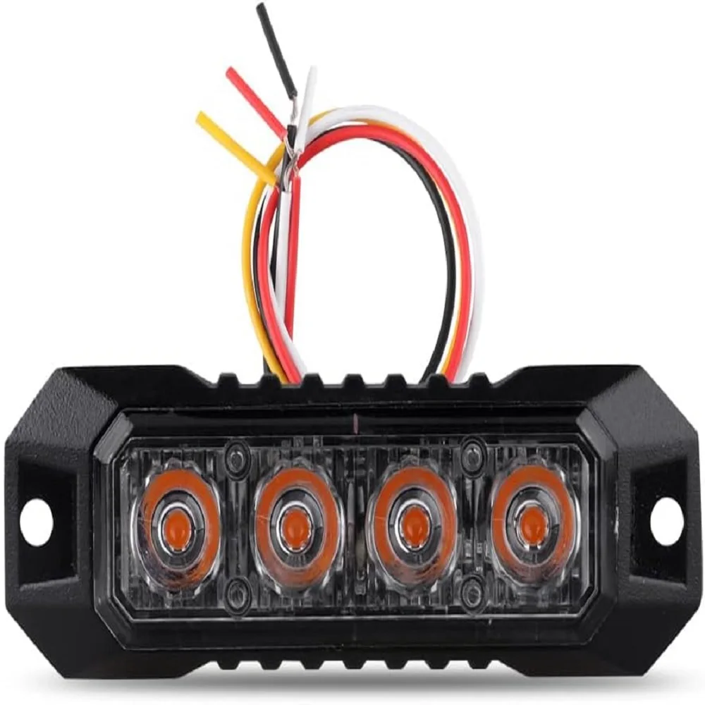 New Strobe warning Lights Mini Grille Head Emergency Beacon for Truck Car Vehicle Hazard Warning Lamp 4LEDS Flash Lights