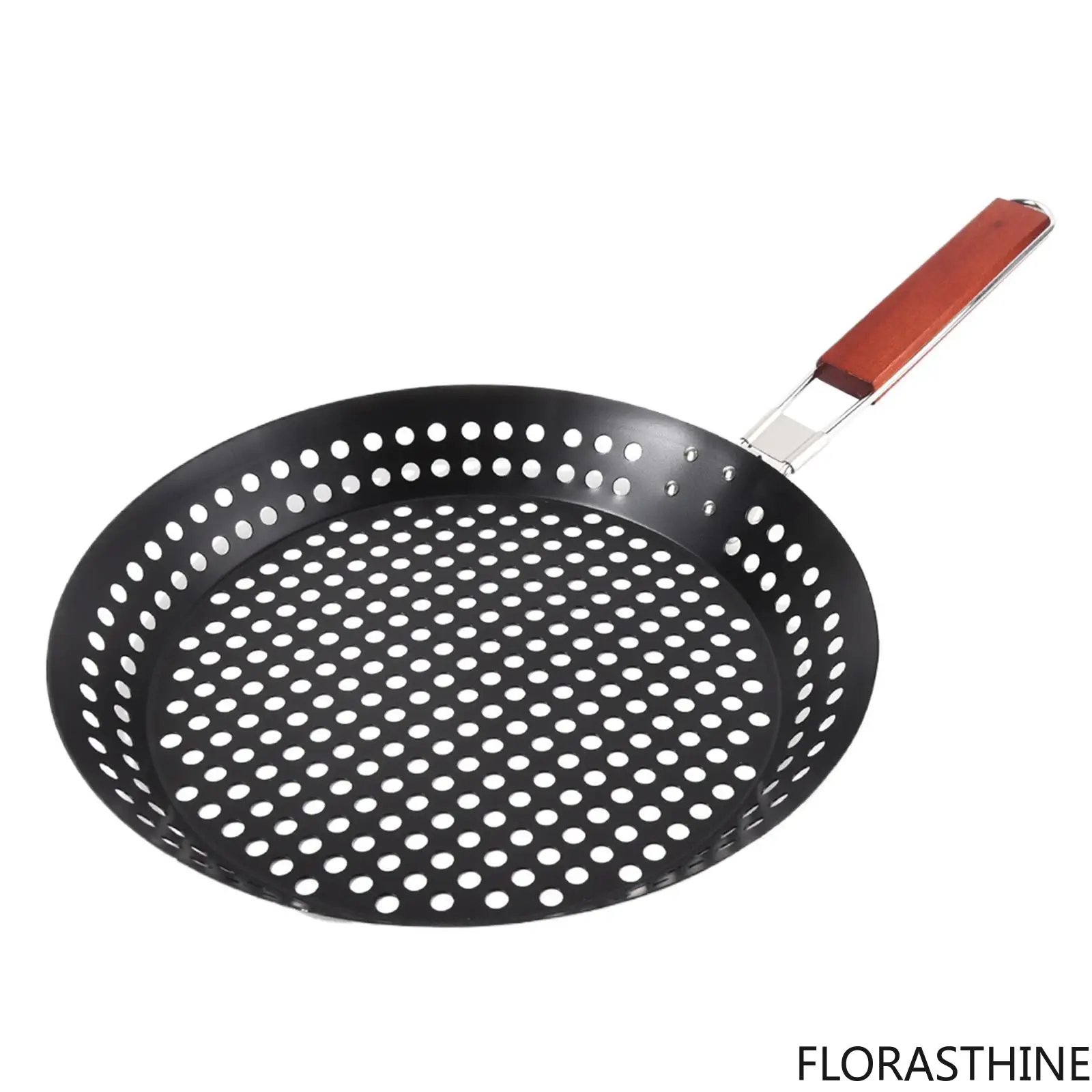 Grilling Skillet Perforated Nonstick Coating Portable Pizza Tray Frying Pan for Beach Cooking Outdoor Indoor Picnics Backpacking