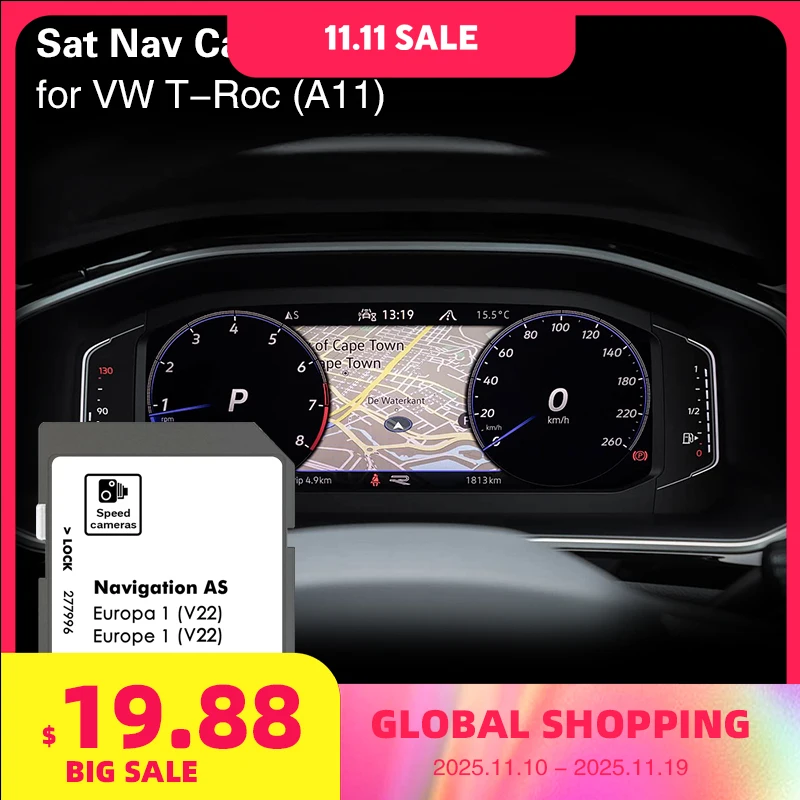 

for VW T-Roc A11 32GB Sat Navi GPS Navigation AS V22 Portugal UK Germany Car Map Memory Card