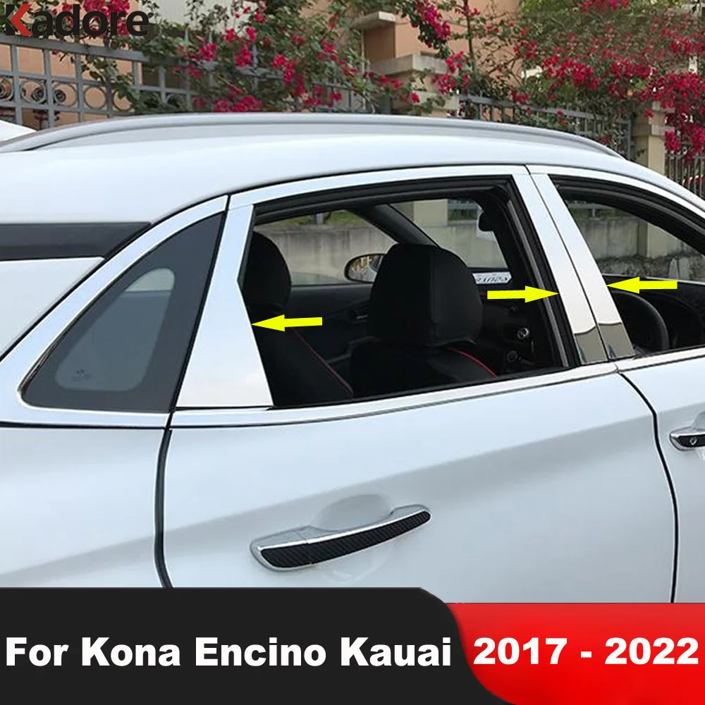 

Window Center Pillar Cover Trim For Hyundai Kona Encino Kauai SUV 2017-2022 Steel Car Middle B C Pillars Post Strip Accessories